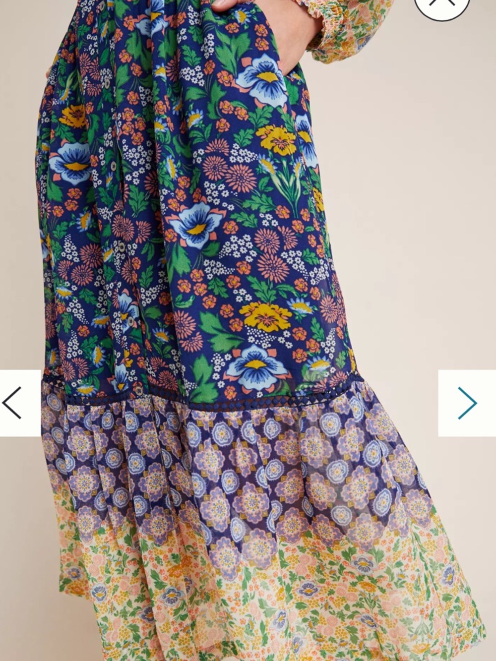 Maeve Anthropologie Ondine Floral Tiered Maxi Dress - Blue Multicolor - Picture 4 of 14
